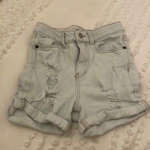 girls ripped light wash Jean shorts